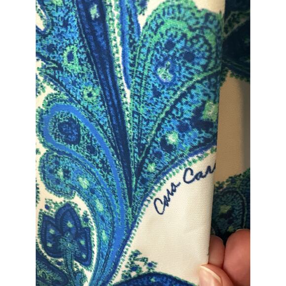 Cara Cara Aria Peacock Blue Print Long Sleeve Maxi Dress Size L - Picture 7 of 11